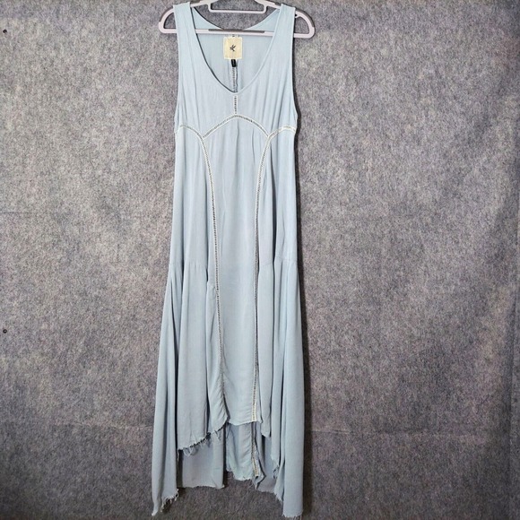 One Teaspoon Dress Xs Midi Crochet Crepe Gauze Cutoff Lagenlook Boho Coastal - Picture 1 of 14